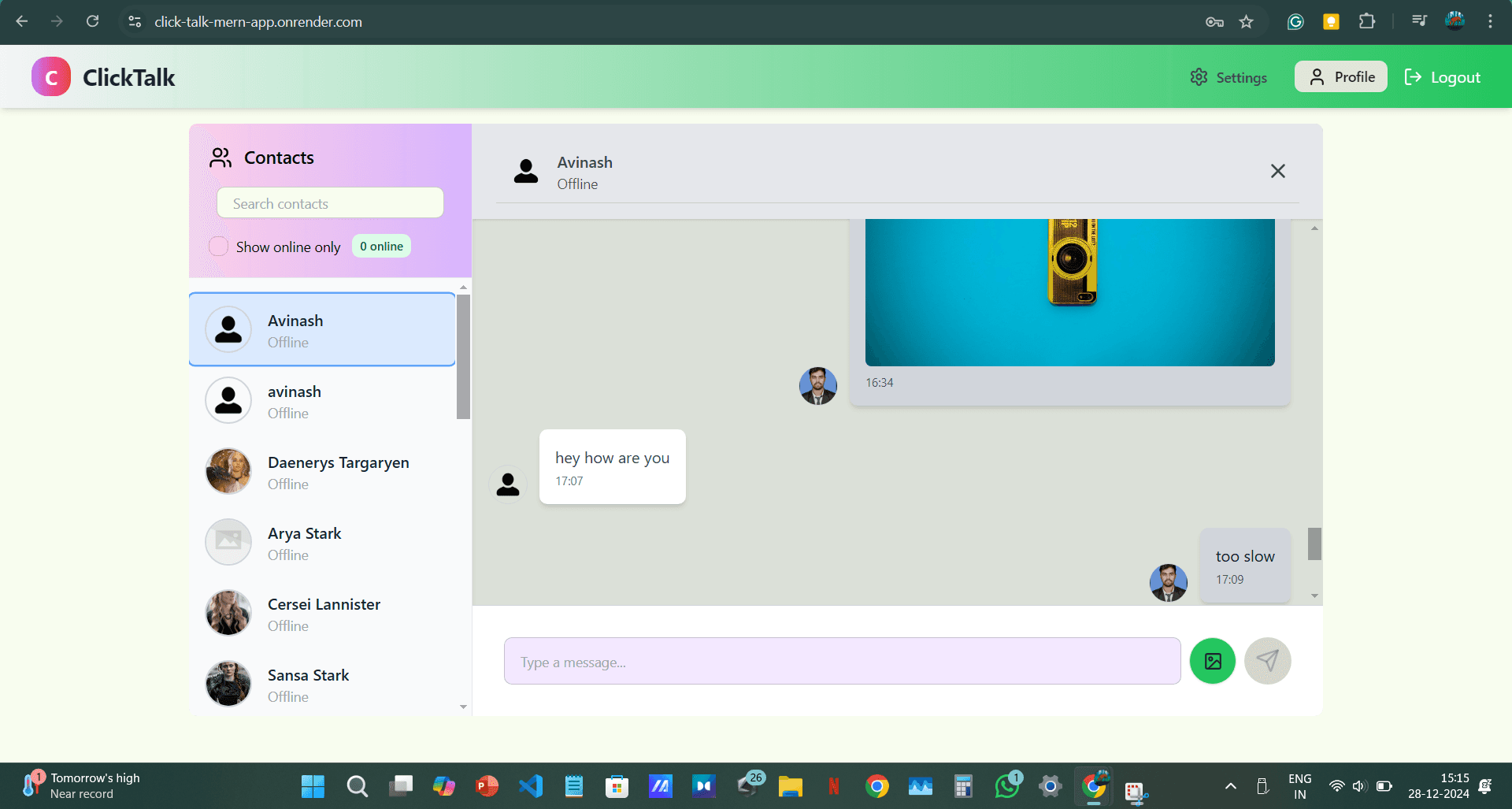 ClickTalk-Real time Chatting App || MERN Stack - Image 1